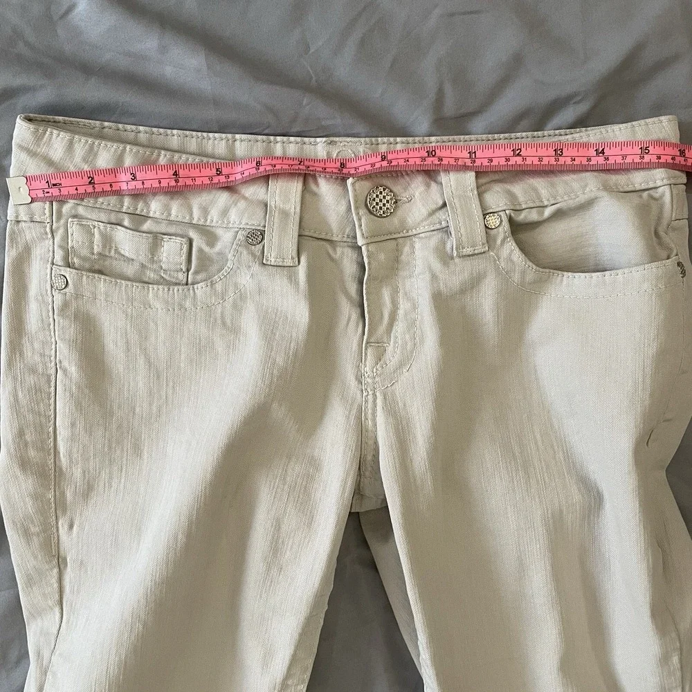 Bebe Jeans Womens 30 Kayla Chained Embroidered Flared Gray - Picture 7 of 12